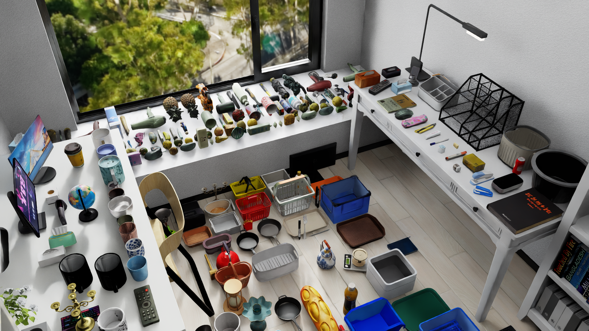 Study-room asset construction for robot-to-simulation scene alignment
